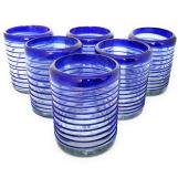 Cobalt Blue Spiral 10 oz Tumblers (set of 6)